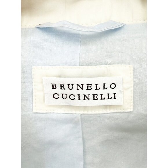 Brunello Cucinelli White Lightweight Windbreaker Blazer Jacket L - Picture 4 of 7
